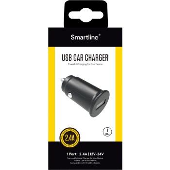 Billaddare 1xUSB 2.4a svart Smartline.
