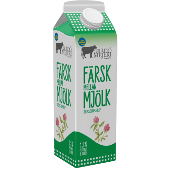 Mellanmjölk 1,5% 1l Grådö Mejeri.