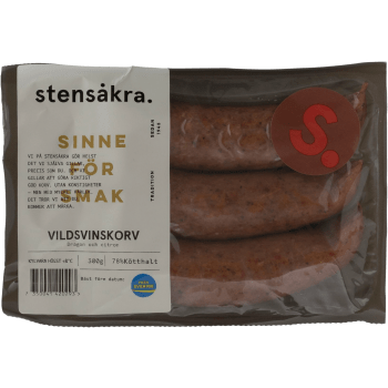 Vildsvinskorv 78% Kötthalt 300g Stensåkra.