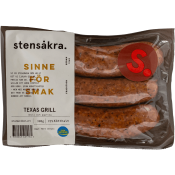 Kryddkorv Texas Grill 92% Kötthalt 300g Stensåkra.