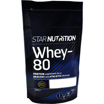 Proteinpulver Whey-80 Chocolate 1kg Star Nutrition.