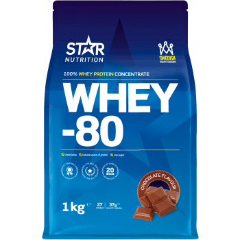 Proteinpulver Whey-80 Chocolate 1kg Star Nutrition.