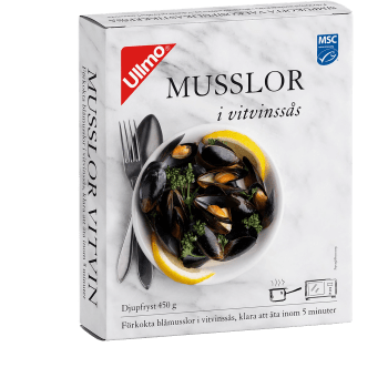 Blåmusslor i Vitvin Fryst 450g Ullmo.