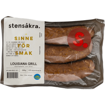 Kryddkorv Louisiana Grill 95% Kötthalt 300g Stensåkra.