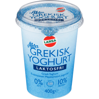 Yoghurt Grekisk 0% Laktosfri 400g Larsa Foods.