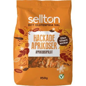 Hackade aprikoser 250g Sellton.
