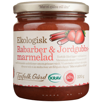 Marmelad Rabarber & Jordgubb Ekologisk 320g KRAV Torfolk Gård.