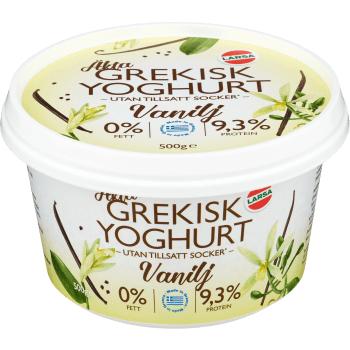 Yoghurt Äkta Grekisk Vanilj 0% 500g Larsa Foods.