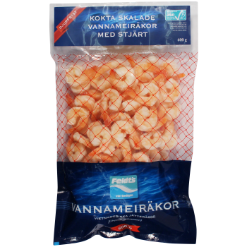 Vannameiräkor Kokt Med Tip 41/50 Fryst 600g Feldt's.
