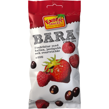 Torkad Frukt Bara Jordgubb hallon & svartvinbär 55g Exotic Snacks.