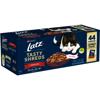 Kattmat Tasty Shreds Farm 44-p 80g Latz.