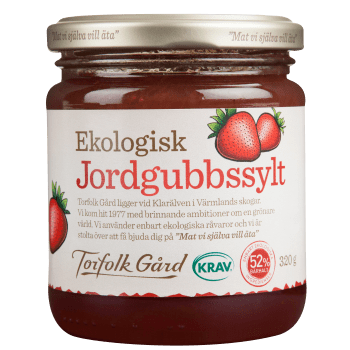 Jordgubbsylt 320g KRAV Torfolk Gård.