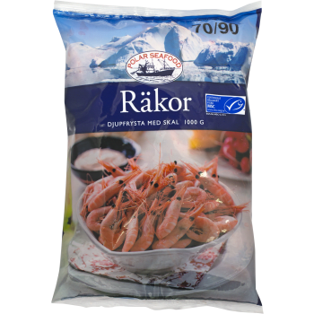 Räkor med Skal Frysta 1kg Polar Seafood.