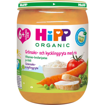 Ris grönsaker & kyckling Från 6m Eko 190g Hipp.