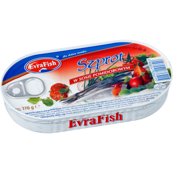 Skarpsill i tomatsås 170g Evra Fish.