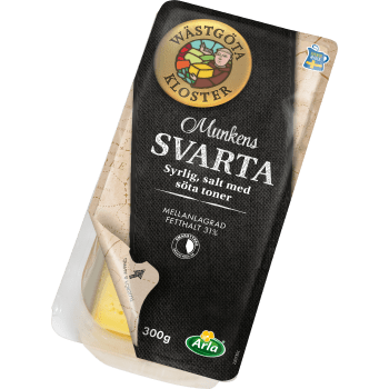 Munkens Svarta skivad ost 31% 300g Wästgöta Kloster.