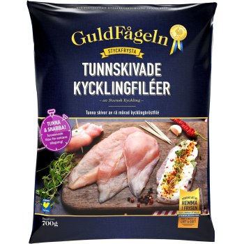 Tunnskivade kycklingfiléer Fryst 700g Guldfågeln.