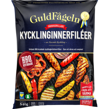 Grillade kycklinginnerfiléer BBQ Fryst 540g Guldfågeln.