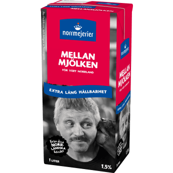 Mellanmjölken 1,5% Extra lång hållbarhet 1l Norrmejerier.