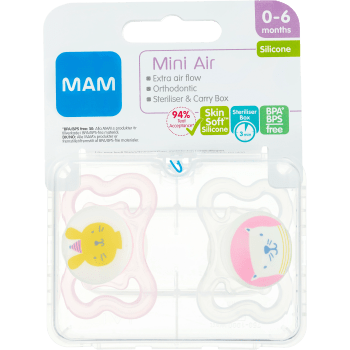 Napp Air Silikon 0-6m 2-p MAM.