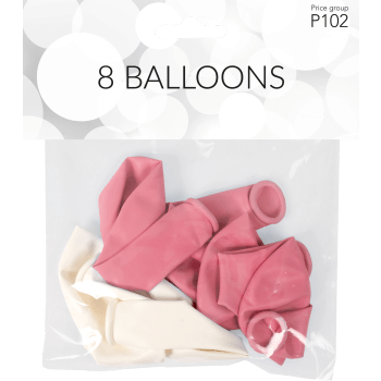 Ballonger Rosa/vit 8-p Happy Party.
