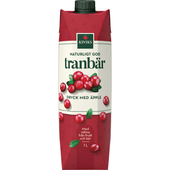 Tranbärsdryck med Äpple Drickfärdig 1l Kiviks.