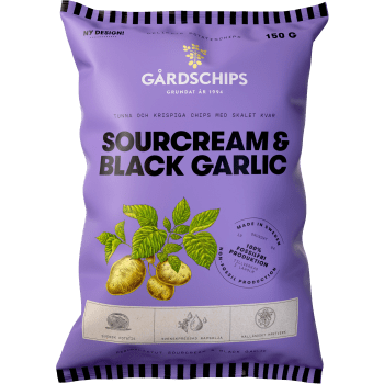 Chips Sourcream & black galic 150g Gårdschips.