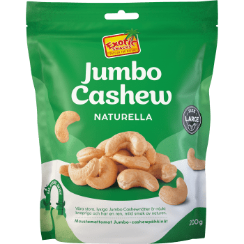 Jumbo Cashew Naturella 200g Exotic Snacks.