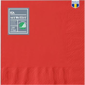 Servett 24cm Röd 20-p ICA.