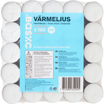 Värmeljus Vit 100-p ICA Basic.