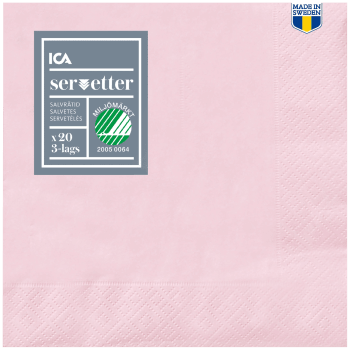 Servett Ljusrosa 24cm 20-p ICA.