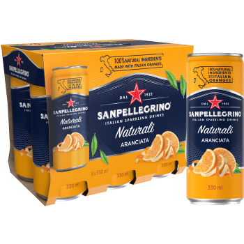 Sparkling drink Aranciata 6-p 33cl San Pellegrino.