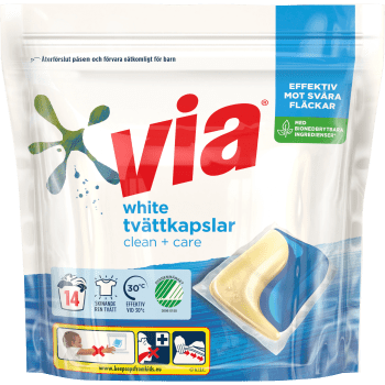 Tvättkapslar Vittvätt 14-p Miljömärkt Via.