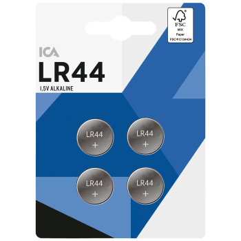 Knappcellsbatteri LR44 4-p ICA.