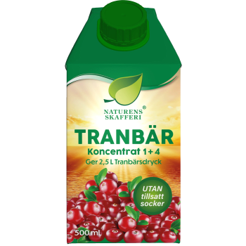 Tranbärsdricka Koncentrat sockerfri 1+4 500ml Naturens skafferi.