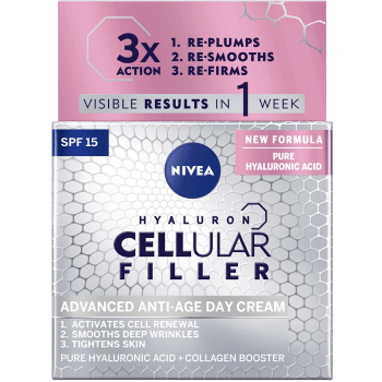 Dagkräm Hyaluron Cellular Filler Firming Day Creme SPF15 50ml Miljömärkt NIVEA.