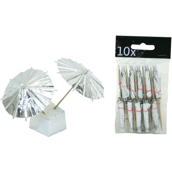 Partyparasoll Silver 10cm 10-p Hedlund.