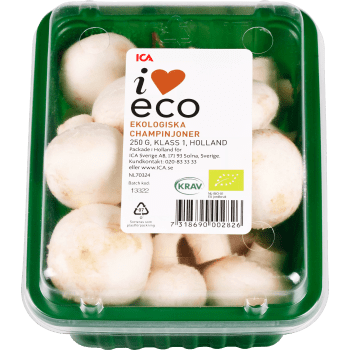 Champinjoner Ekologiska 250g KRAV Klass 1 ICA i love eco.