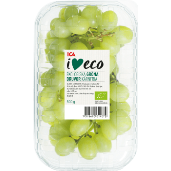 Druva Thompson gröna kärnfria seedless 500g Klass 1 ICA I love eco.