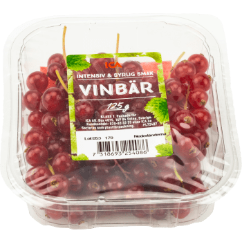 Röda vinbär 125g Klass 1 ICA.