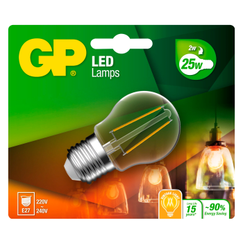 LED-lampa Filament Glob Mini E27 2W 250LM 1-p Batteristen.