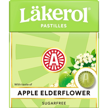 Läkerol Sockerfri Äpple och Fläder 25g.