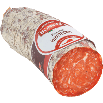 Salami Ventricina Piccante i skivor ca 10g Bonvini.
