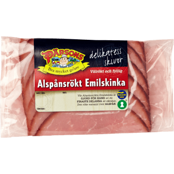 Emilskinka Alspånsrökt Plånboksförpackning 120g Pärsons.