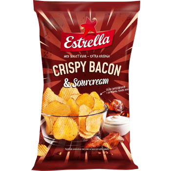 Chips Crispy Bacon & Sourcream 275g Estrella.