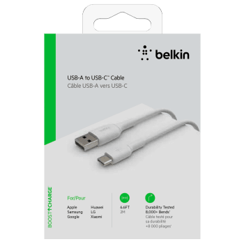 USB-A till USB-C Vit 2m Belkin.