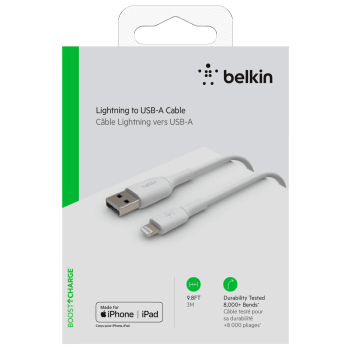 Lightningkabel Vit 3m Belkin.