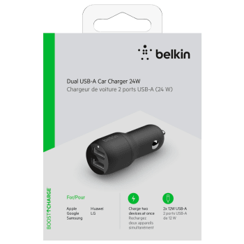 Billaddare USB 2x12W Svart Belkin.