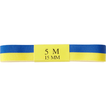 Sidenband Blå/gul 15mmx5m Alrik Hedlund.