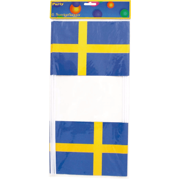 Flaggor med pinne 14x21cm 6-p Alrik Hedlund.